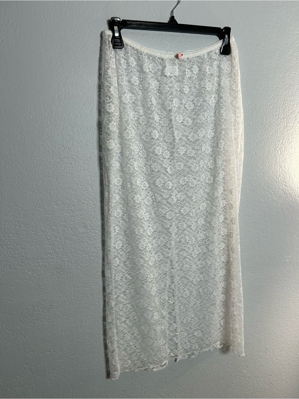 White Lace Maxi Skirt see through slip romantic sheer layering Medium - Picture 4 of 6